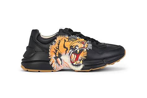 gucci tiger sneakers black|Gucci rhyton tiger print.